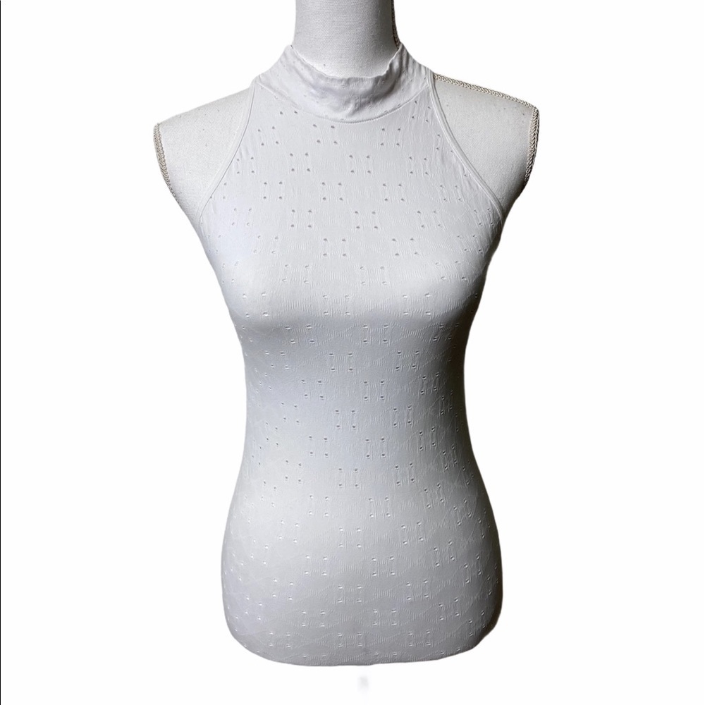 Free People Intimately White High Collar Bodysuit Women Medium Large Nylon